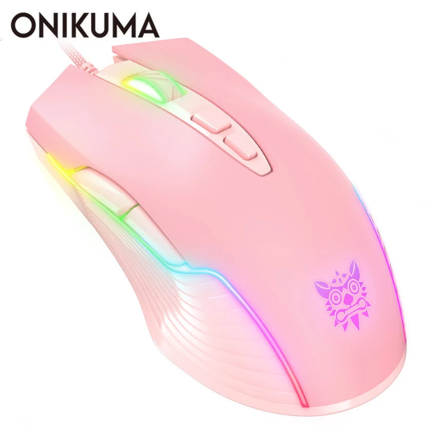 ONIKUMA CW905 6400 DPI Wired Gaming Mouse USB (Pink)