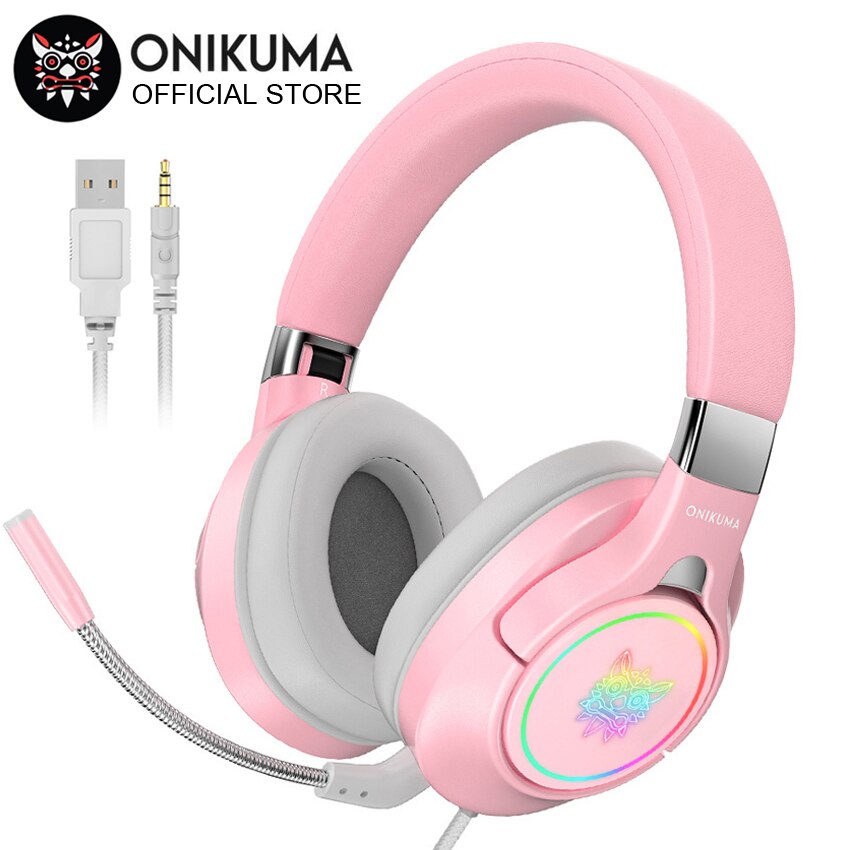 ONIKUMA K15 Gaming Headset Foldable (Pink)