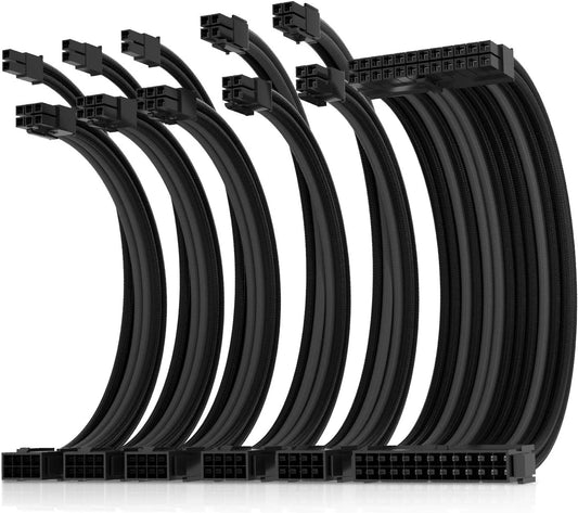 AsiaHorse Pro-6 Sleeved Extension Cable Kit - Black Grey