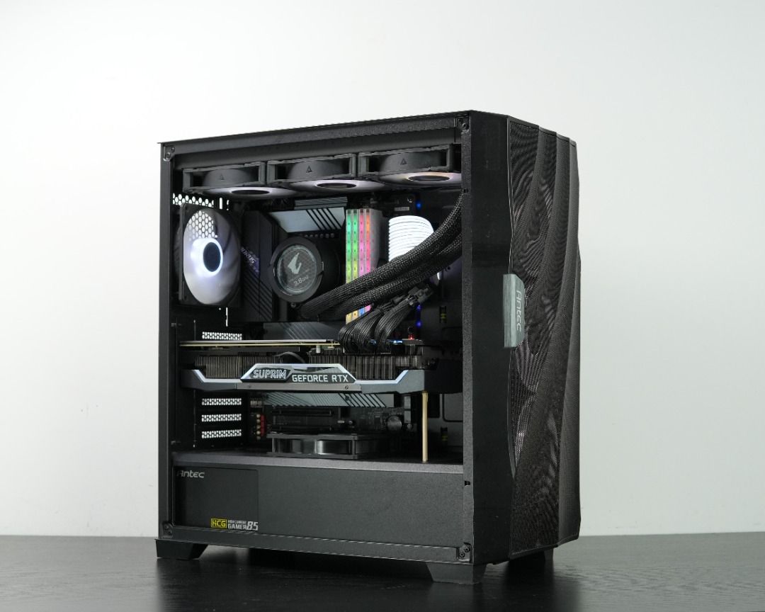 i7-12700K x Suprim X RTX3080 12G 頂級幻彩水冷電競機 (500GB M.2 SSD, 32GB RAM, 850W金牌火牛, 附 Lian Li 霓虹線)
