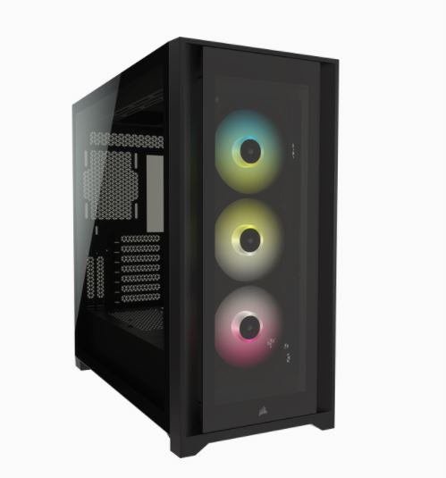CORSAIR iCUE 5000X RGB Tempered Glass Mid-Tower ATX PC Smart Case - Black