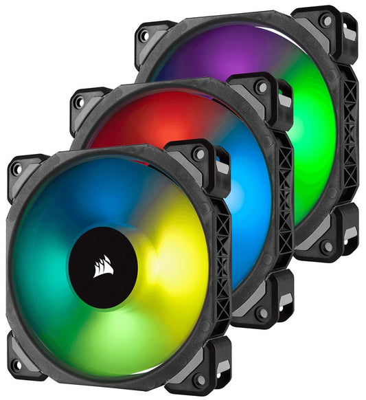 CORSAIR ML120 PRO RGB LED 120MM PWM Premium Magnetic Levitation Fan - 3 Fan Pack with Lighting Node PRO