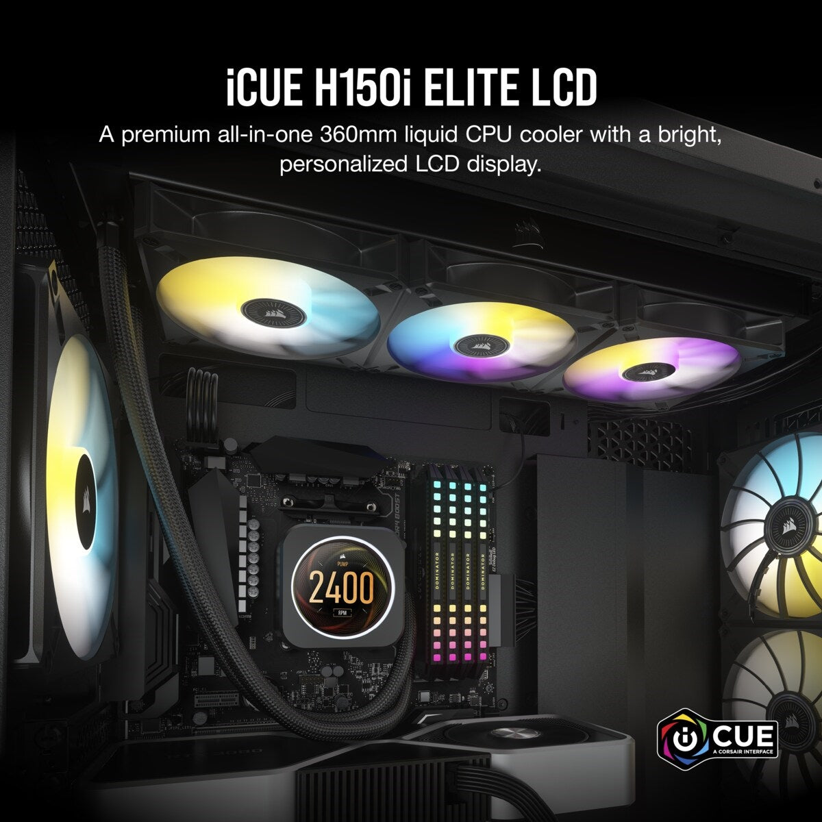 CORSAIR iCUE H150i ELITE LCD Display Liquid CPU Cooler