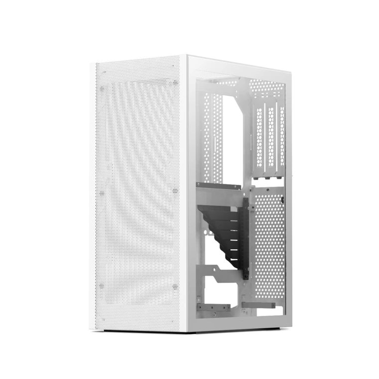 ssupd Meshlicious Tempered Glass Mini ITX Case with PCIe 3.0 Riser Card - White