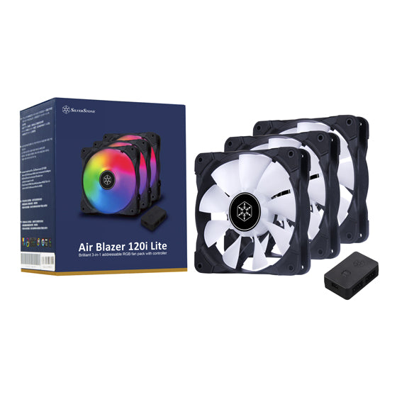 SilverStone Air Blazer 120i Lite Brilliant 3-in-1 addressable RGB fan pack with controller
