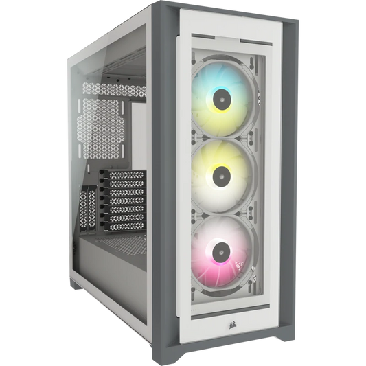 CORSAIR iCUE 5000X RGB Tempered Glass Mid-Tower ATX PC Smart Case - White